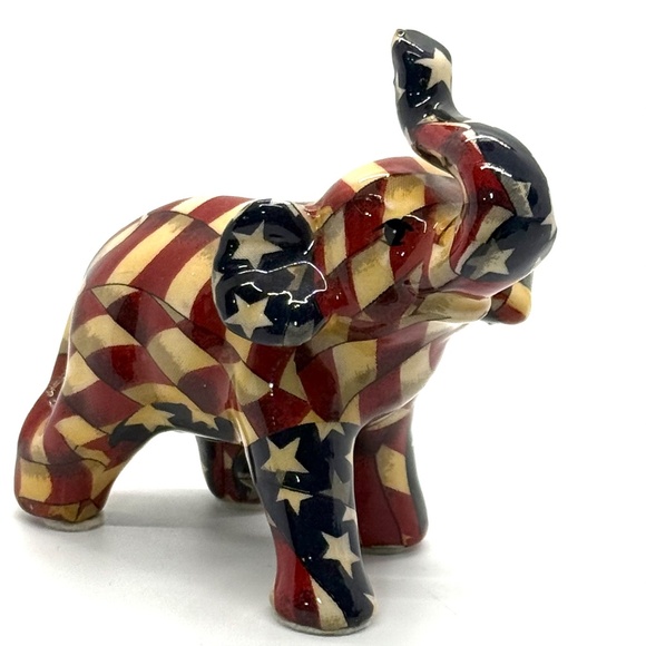 Vintage LaVie Elephant Figurine Stars And Stripes Pattern Republican Mascot - Picture 4 of 5